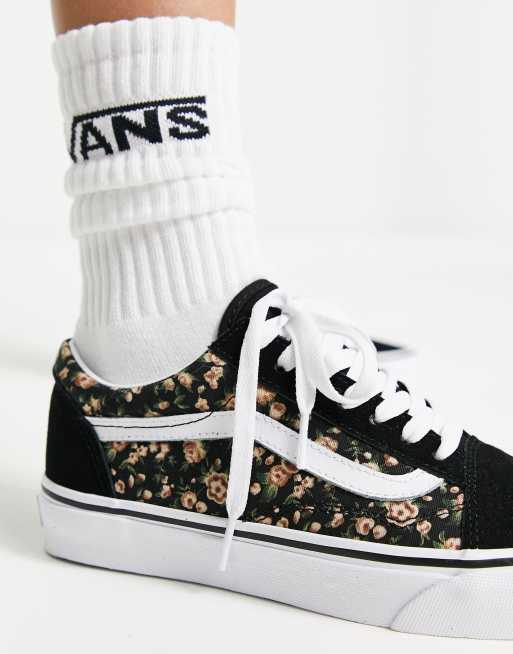 Vans femme 2024 noir avec fleur