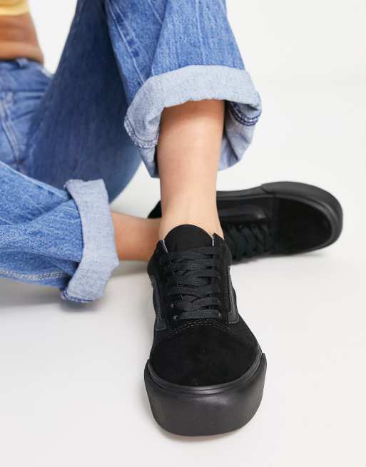 Old skool all on sale black vans womens