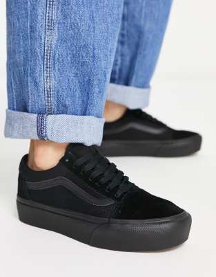 vans black platform trainers