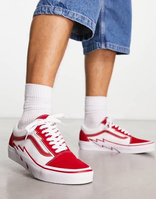  Vans Old Skool Primary Checker Racing RED/White Size