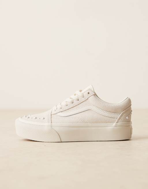 Vans – Old Skool – Buty sportowe w odcieniach bieli na platformie z perełkami, 2 z 5