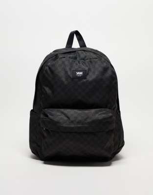 Vans old skool check backpack in black and dark grey