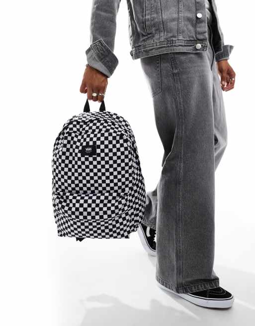 Vans old skool check backpack in black and white ASOS