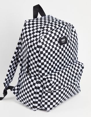 Vans Old Skool checkerboard backpack in black white