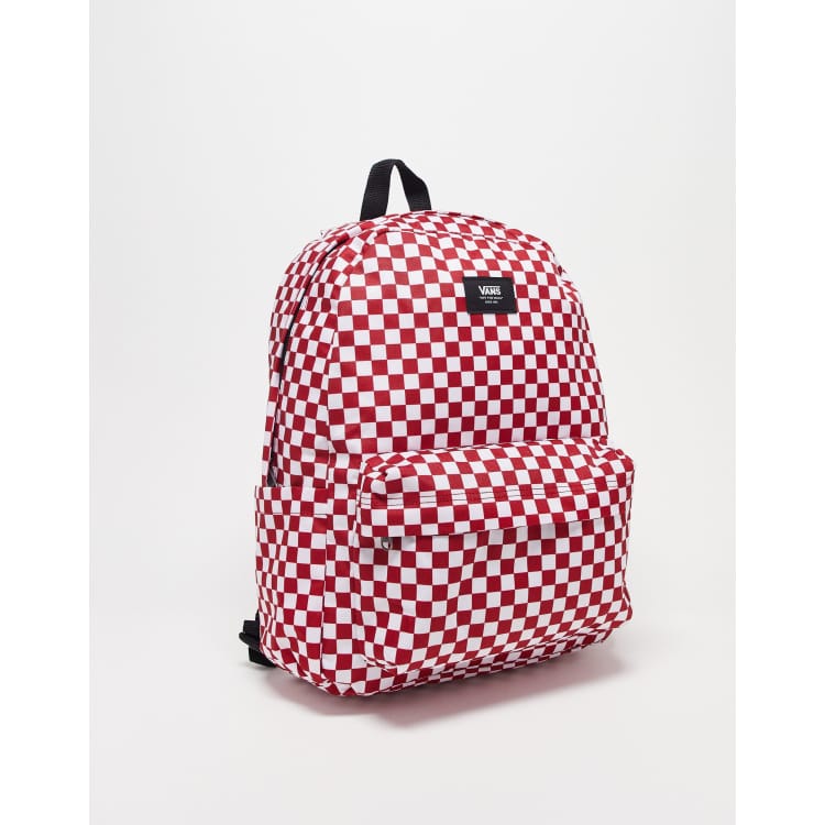 Vans Old Skool checkerboard backpack in red and white