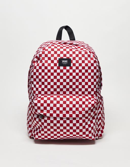 Vans Old Skool checkerboard backpack in red white | ASOS