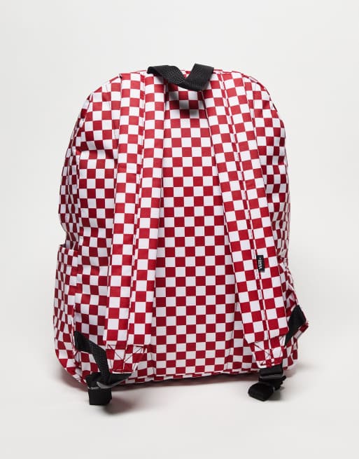 Vans old skool checkerboard backpack in red white