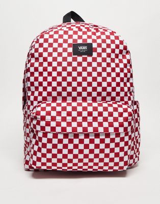Vans Old Skool checkerboard backpack in red white