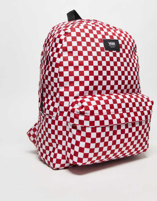 Vans Old Skool checkerboard backpack in red white ASOS