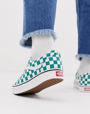 checkerboard green vans