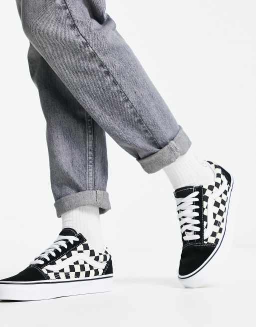 Vans Old Skool checkerboard sneakers in white and black