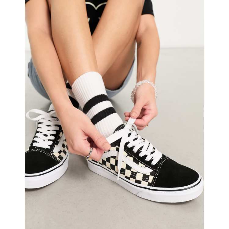 Black and white store check vans old skool