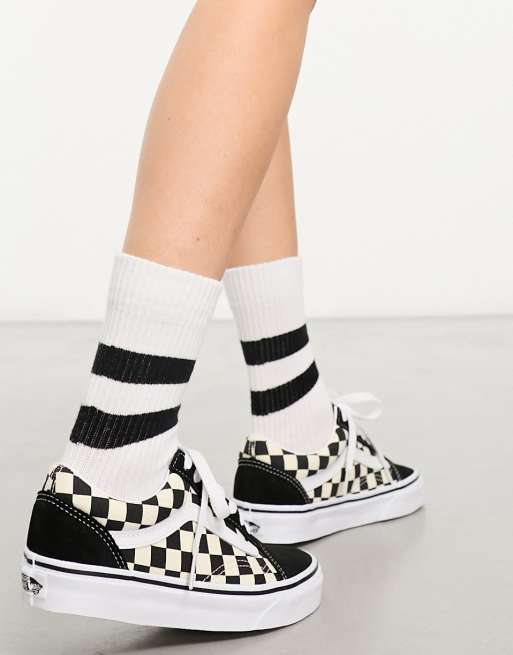 Vans Old Skool checkerboard sneakers in white and black