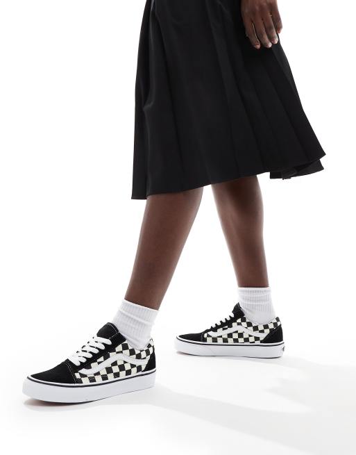 Vans Old Skool checkerboard sneakers in white and black