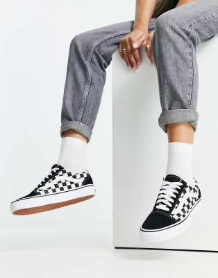 high top white checkered vans