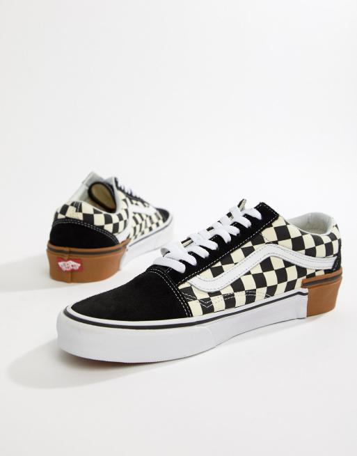 Vans old skool 2024 gum block checkerboard