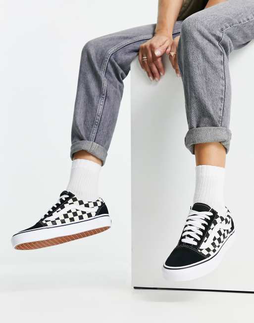 Vans Old Skool checkerboard in white and black ASOS