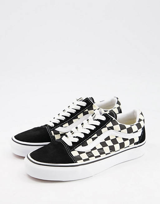 Vans Old Skool checkerboard trainers in white and black 