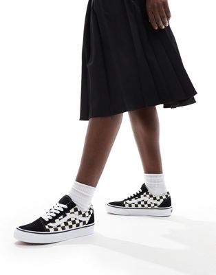 Vans Old Skool checkerboard trainers in white and black