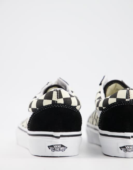 Vans Old Skool checkerboard trainers in white and black ASOS