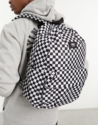 Vans Old Skool checkered backpack in black and white