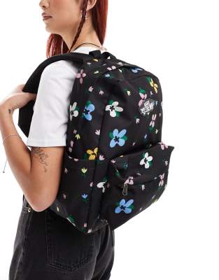 Vans Old Skool Classic Flower Print Backpack In Black And Multi