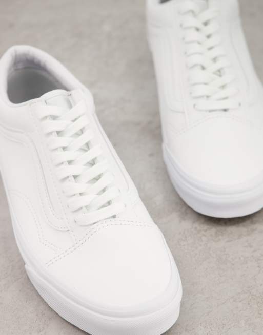 Vans triple white leather sale