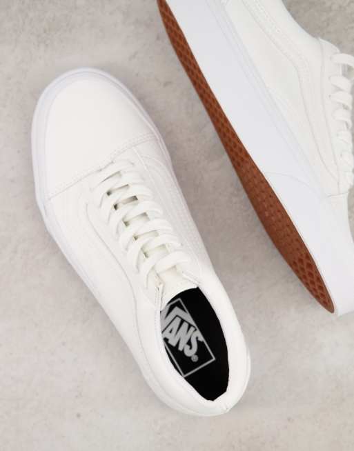 Vans – Old Skool Classic Tumble – Białe buty sportowe z imitacji skóry, 3 z 4