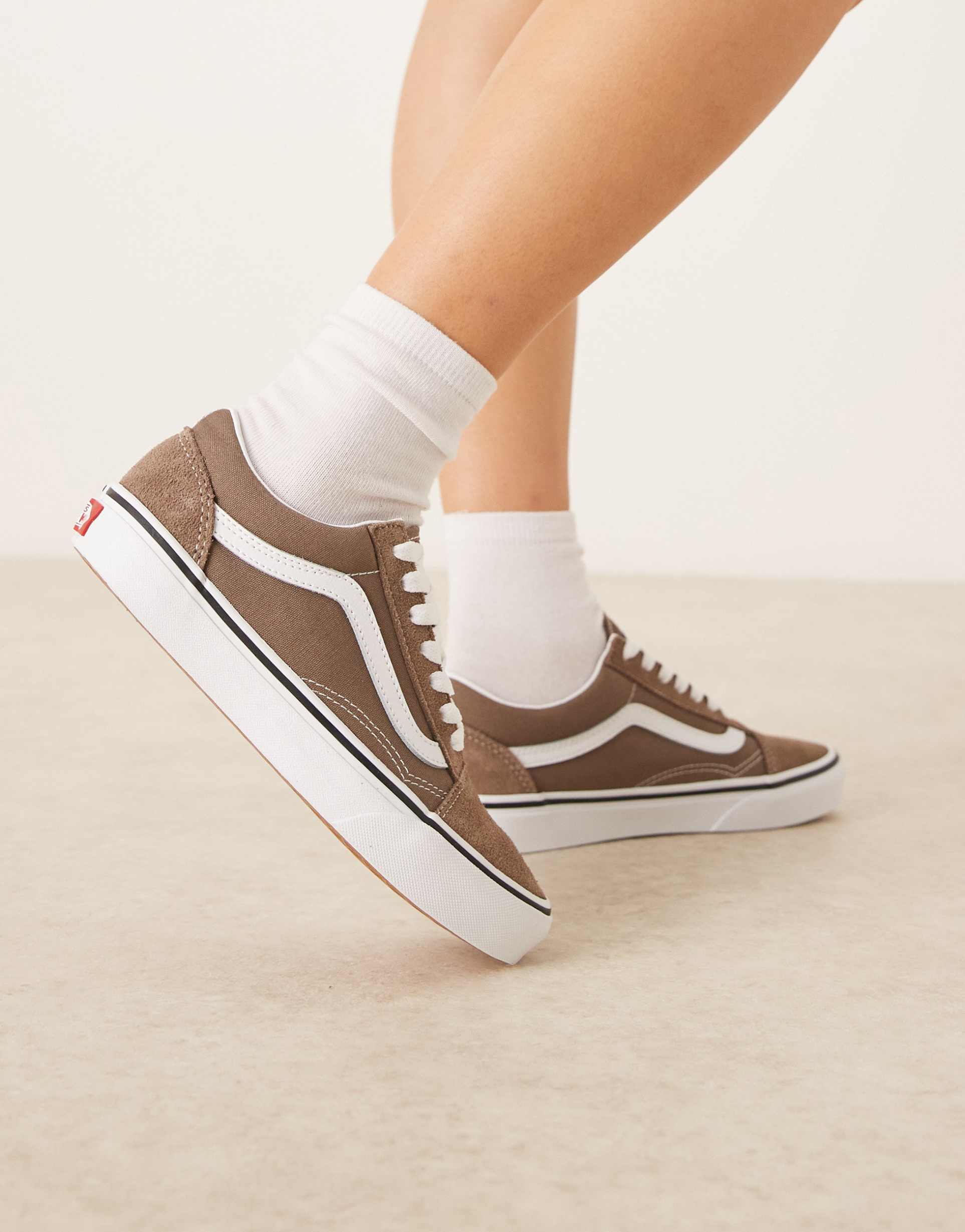 vans old skool color theory sneakers in walnut brown