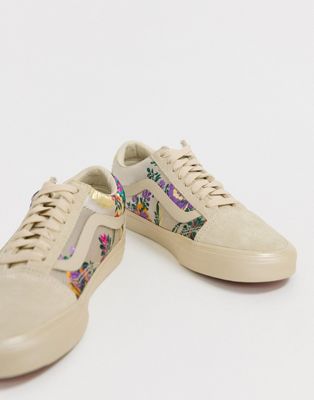 vans old skool cream floral sneakers