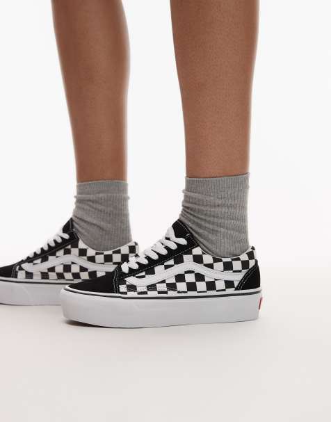 Vans – Old Skool – Czarne buty sportowe na platformie ze wzorem w szachownicę - view 1
