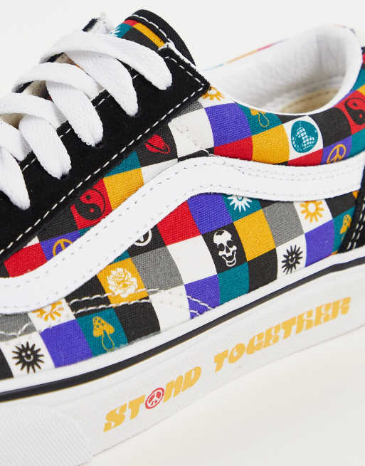 Vans old skool checkerboard party multi hot sale color rainbow