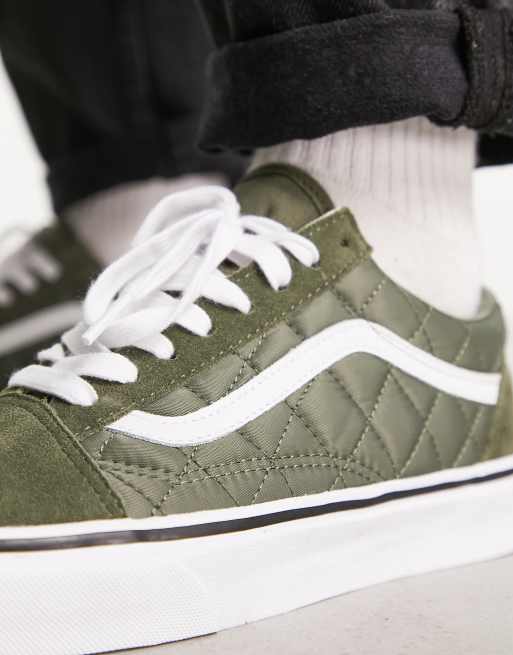 Vans Old Skool Doorgestikte sneakers in kaki ASOS