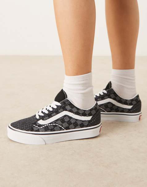 Vans – Old Skool EK – Strick-Sneaker in Schwarz-Grau mit Schachbrettmuster - view 1