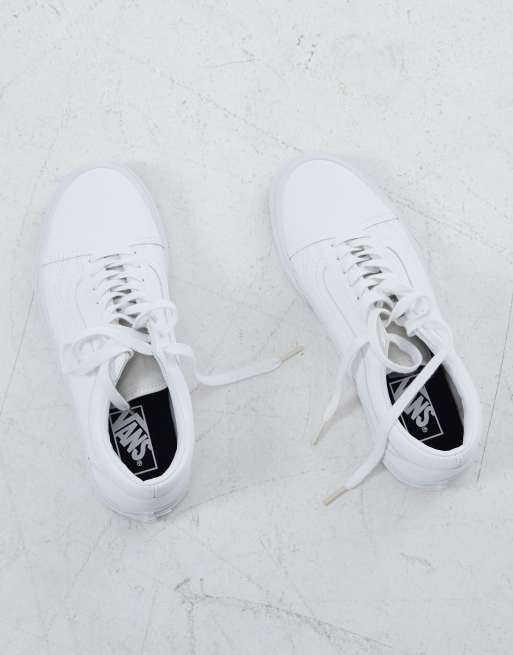 Vans Old Skool faux leather sneakers in triple white