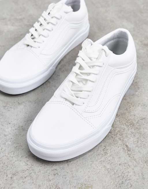 Vans white leather clearance shoes