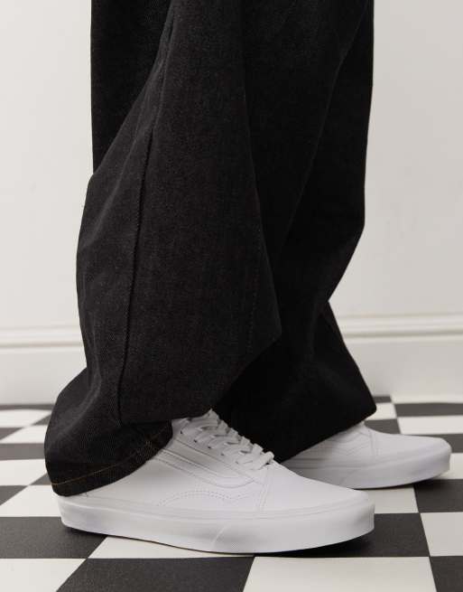 Vans Old Skool faux leather trainers in triple white, 2 of 4
