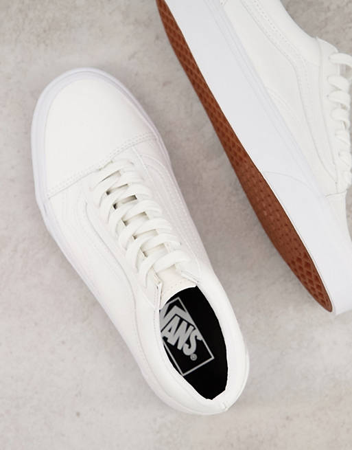Women Trainers/Vans Old Skool faux leather trainers in white 
