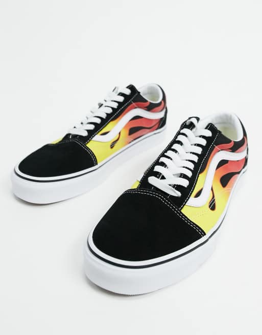 Vans Old Skool Flame printed sneakers in white/black | ASOS