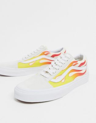 white vans with flames