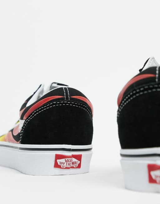 Vans black & red 2025 old skool flame trainers