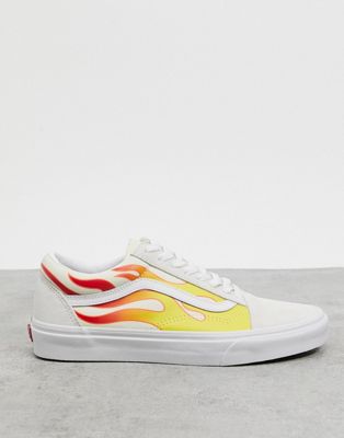 white vans with flames