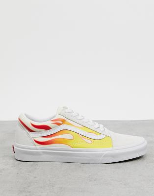 white vans with flames