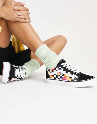 Vans rainbow checkerboard hot sale old skool