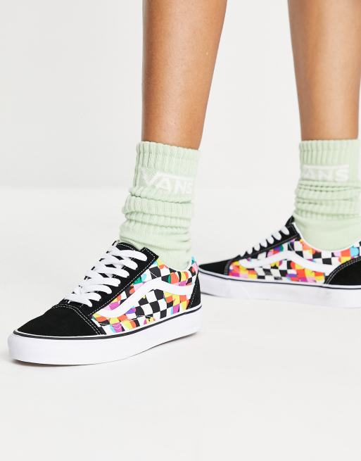 Vans on sale checkered flowers