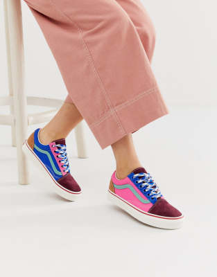 Vans Old Skool frayed colour block trainers-Multi