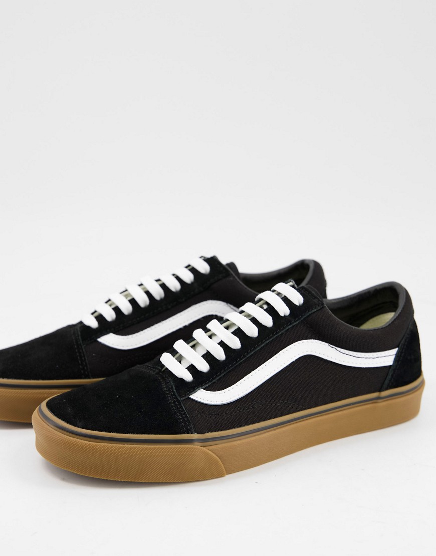 Vans Old Skool gum sole trainers in black and white