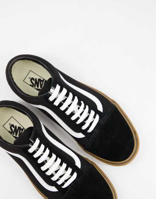 Vans Old Skool Gum Sole Trainers In Black And White | Asos