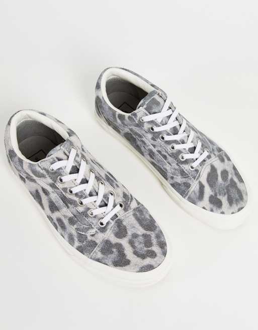 Vans Old Skool Hairy Suede leopard trainers in grey