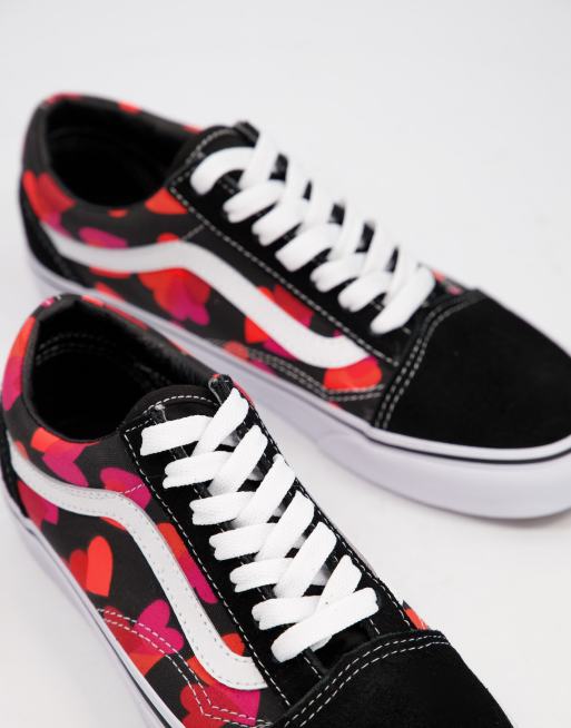 Pink and black store vans with hearts